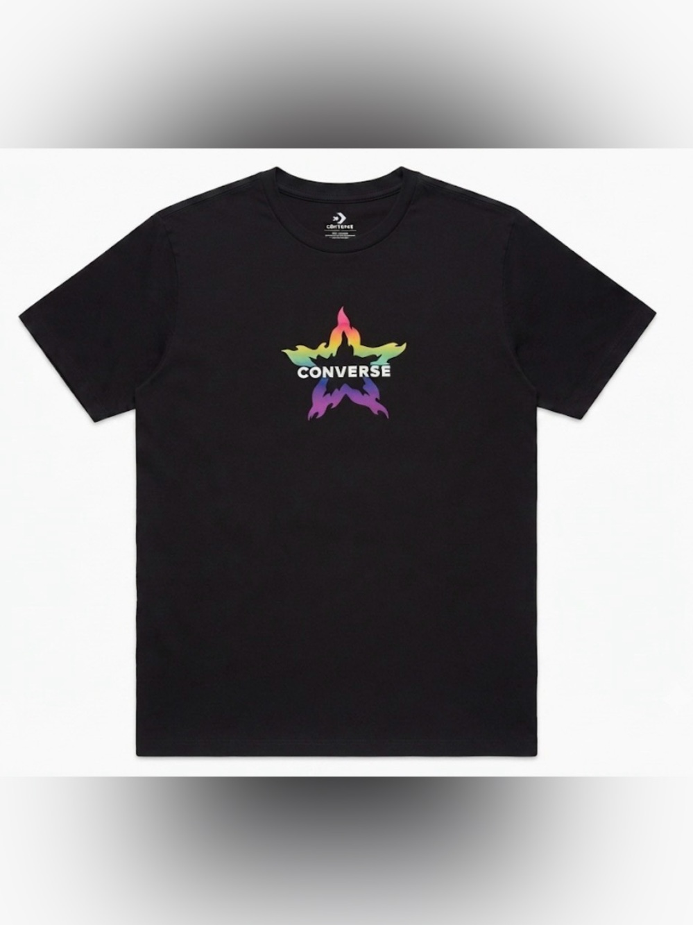 Converse T-Shirt Mens XL Black Rainbow Flame Star LGBTQIA+ Proud To Be Unisex